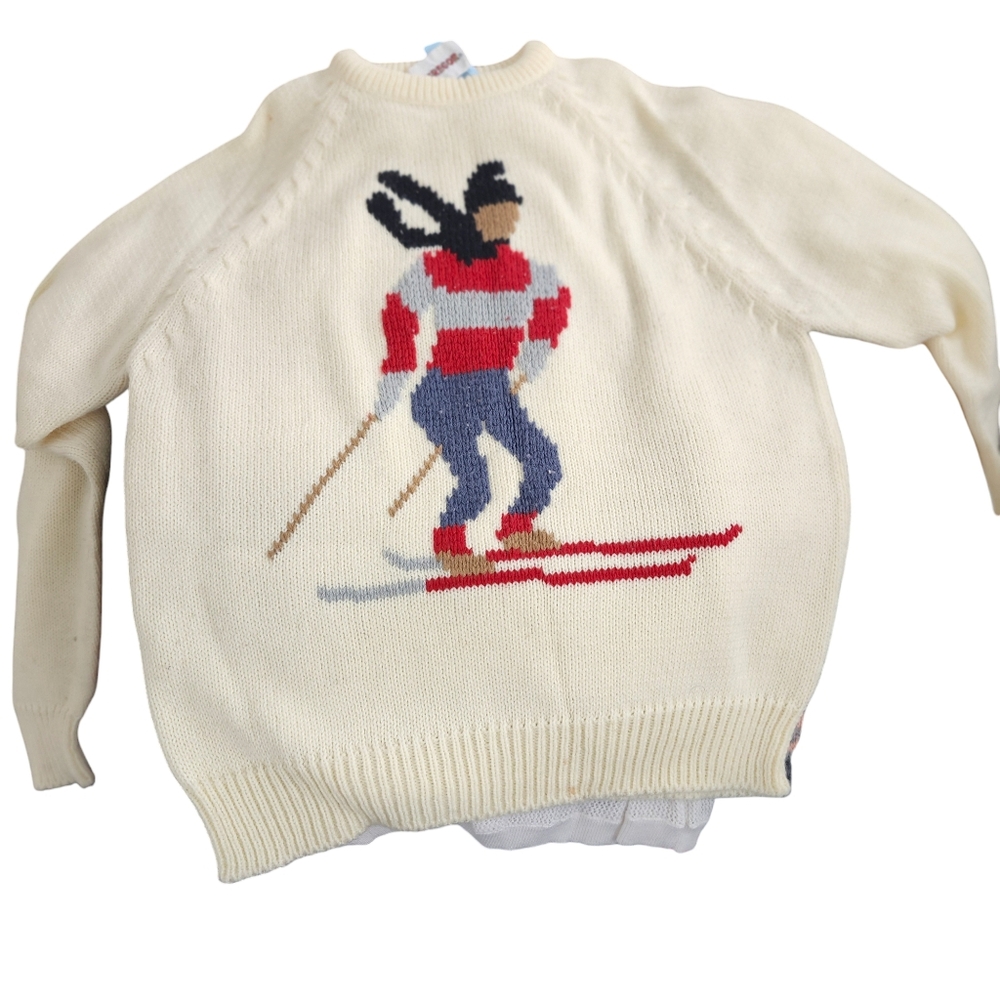 McGregor Vintage Ski Cream Sweater Top Cable Knit Cozy Soft Warm Women Sz L